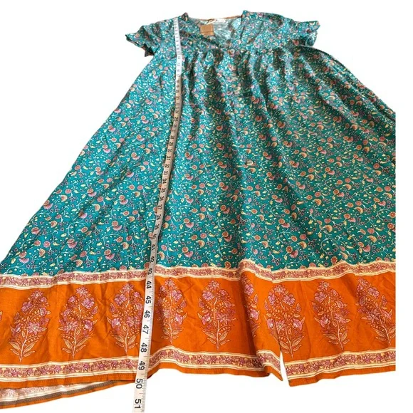 Natural Life Midi Dress NWT Pockets Avery Button Front Jade Floral Boho XL - Picture 6 of 13